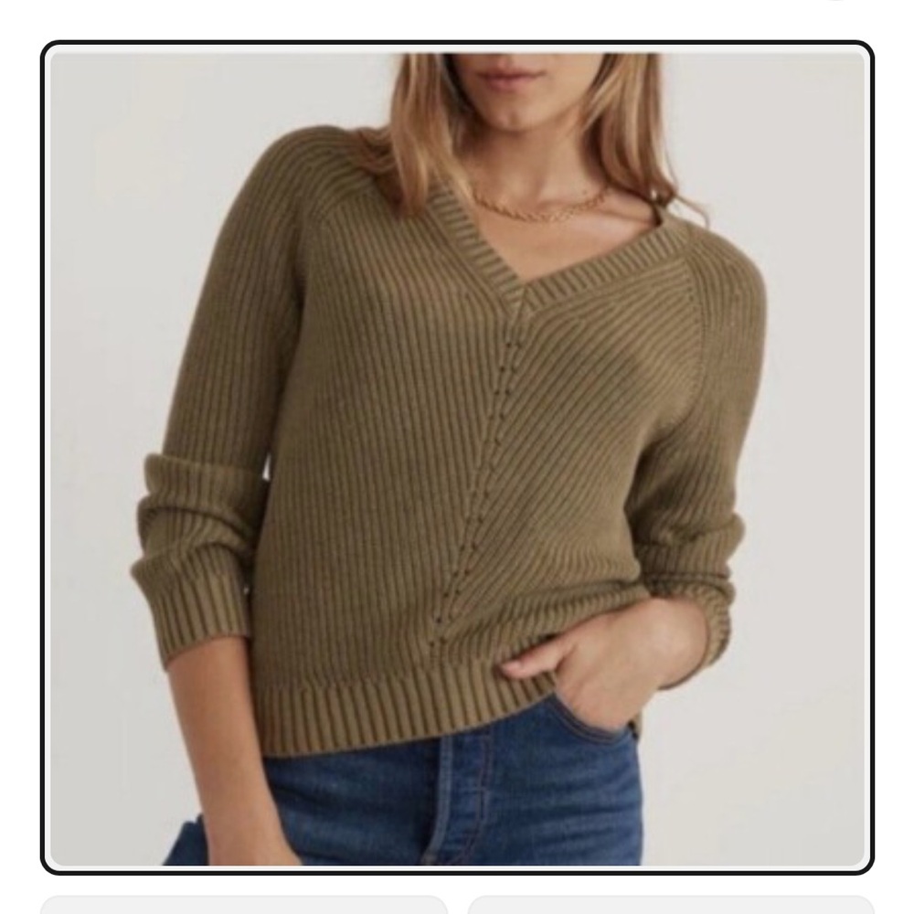 Marine Layer Olive V-Neck Sweater